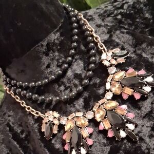 Elegant Black and Gold Statement Necklace 18,20,24 In Long
